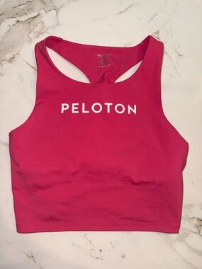 Peloton Sports Bra | M | Pink Logo Longline Racerback Workout Activewear Gym